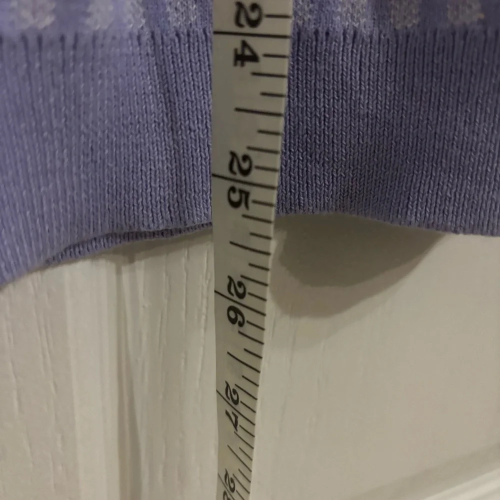 Lands' End Lavender Supima Cotton Gingham Sweater - Picture 5 of 5